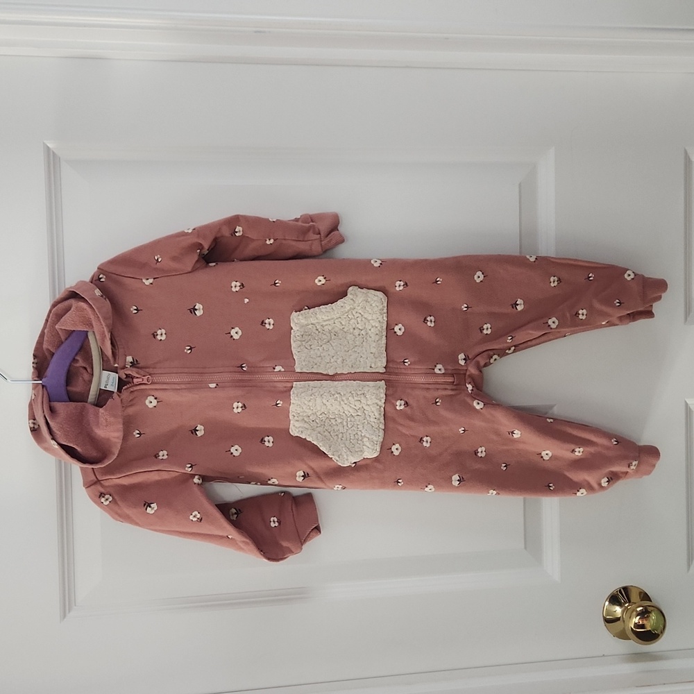 Kids Pink Hooded Jumpsuit with Pockets